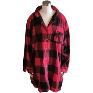 NWT JOE FRESH red and black plaid button up sleep shirt (S)